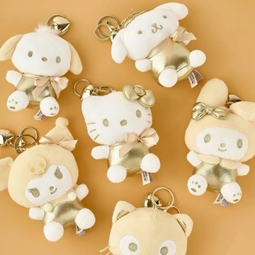 【Sanrio三麗鷗家族】金色吊飾娃娃(50週年紀念款) 正版韓國限定 美樂蒂 大耳狗 庫洛米 帕恰狗 凱蒂貓hello kitty 布丁狗 巧克貓 絨毛娃娃毛絨鑰匙圈 女朋友送禮 百元交換禮物