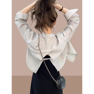 防曬衣女2025年新款天絲襯衫夏季搭配吊帶小披肩開衫短款襯衣外套