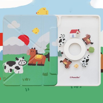 可愛農場iPad殼 磁吸分離帶筆槽平板保護套