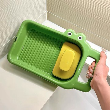 ⚡免運可開發票⚡小鱷魚自帶搓衣板洗衣盆一體臉盆家用寶寶洗內衣襪子專用盆可愛女特惠