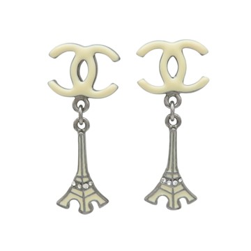 【二手名牌BRAND OFF】CHANEL 香奈兒 CC 琺瑯 鐵塔 耳環