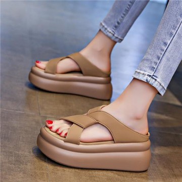 33小碼增高7厘米厚底涼鞋女夏季外穿交叉休閑沙灘軟底涼拖鞋女鞋