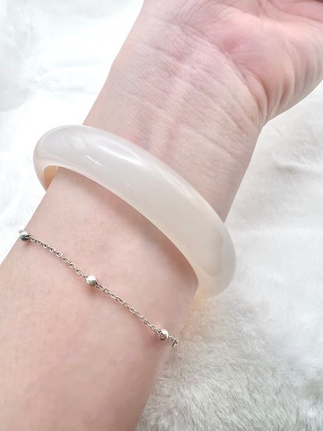 新疆和田玉糖白玉鐲手鐲/細膩/手感潤/適60、61、62圈口/帶紅糖絲