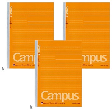 KOKUYO Campus 點線筆記本 A4 7mmx24行 30枚  橘色  3本