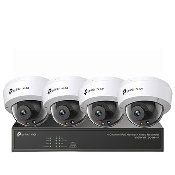 TP-Link 組合 VIGI NVR1004H-4P 4路 PoE+網路主機+VIGI C250 VIGI 5MP 全彩球型監視器*4 昌運監視器