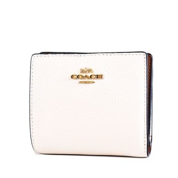 COACH 荔枝紋對開釦式短夾-白色