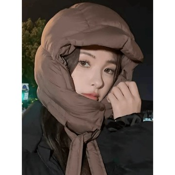 特價💯羽絨雷鋒帽子女2023冬季新款防寒加厚包頭帽時尚百搭騎車護耳帽女冬季保暖羽絨帽子 防風防水毛絨帽 U6WI