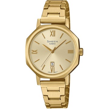 CASIO 卡西歐 SHEEN 八角形鍊帶女錶 送禮推薦 SHE-4554G-9A