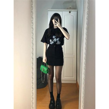 夏季新款酷鹽系穿搭網紅炸街純欲風辣妹小個子牛仔短裙兩件套裝女