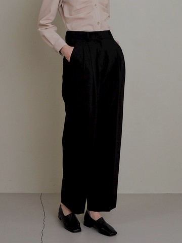 Pleats Wide Pants_Black