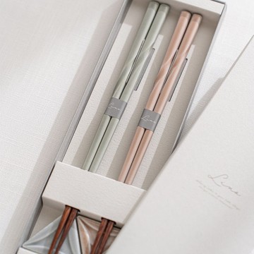 【結婚禮物】Lino系列 筷子筷架組2入禮盒 灰&粉