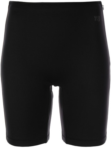 Alexander Wang - Gusset logo-detail bike shorts - women - Polyester - 10 - Black