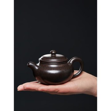 宜興紫砂壺純全手工仿古壺原礦黑金砂泡茶壺單壺名家正宗陶瓷茶具