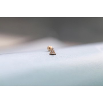 14K Triangle CZ Piercing 三角鑽鎖珠耳環（單個）