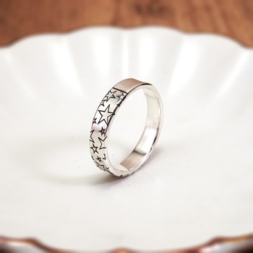 紋路銀戒 星辰設計 925純銀戒指 男戒 女戒 客製化訂製 刻字銀戒