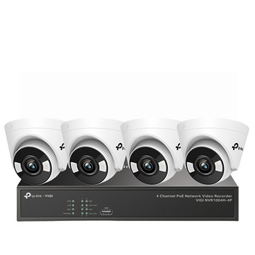 TP-Link 組合 VIGI NVR1004H-4P 4路 PoE+ 網路主機+VIGI C450 VIGI 5MP 全彩半球型監視器*4 昌運監視器