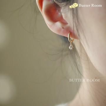 Butter Room 🧈 925純銀耳環 閃閃小球 （金/銀） 台灣出貨免運 鋯石 耳圈 圈圈