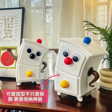【momo home】趣味抽屜收納盒 桌面收納盒 玄關收納櫃 鑰匙扣收納 復古中古風 小收納盒 桌面擺飾 可愛收納櫃