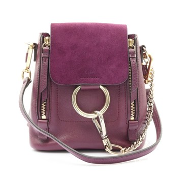 Chloe 克羅伊 Faye Mini 雙肩後背包 紫色 麂皮 3S1232 【二手名牌BRAND OFF】