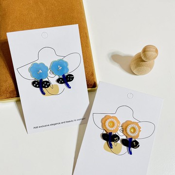 小野花耳環/手繪/熱縮片