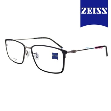 【ZEISS 蔡司】鈦金屬 光學鏡框眼鏡 ZS22114LB 001 黑色長方形框/鐵灰色鏡腳 56mm