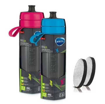 Brita 運動濾水瓶 600毫升 X 2件組 含濾芯片 4片