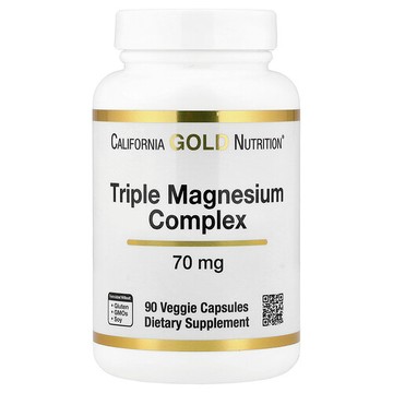 California Gold Nutrition, 三重鎂複合物，90 粒素食膠囊（每粒膠囊 70 毫克）