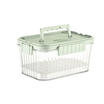 SHCJ 生活采家 自帶冰磚 密封瀝水保鮮盒 穩固疊加 輕鬆搬移 附帶瀝水架 隔水保鮮  三色隨機 1.5L  1個