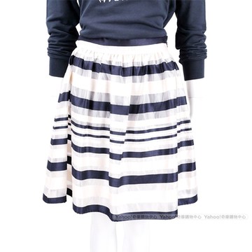 ELISABETTA FRANCHI 深藍色條紋網紗及膝裙