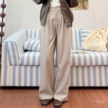 秋冬款厚磅西裝料寬褲 有口袋 長褲 女生 女裝 FW美衣 D5827