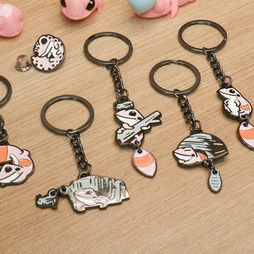 橙色搖尾守宮鎖匙扣套裝 - 共5款動作