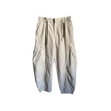 秋冬季美式休閑痞帥加絨純棉工裝褲男直筒寬松抽繩闊腿彎刀褲子潮