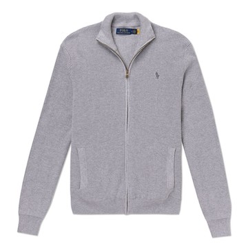 Polo Ralph Lauren RL 熱銷刺繡小馬立領棉質針織外套-灰色