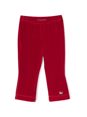 Monnalisa - heart-charm velvet leggings - kids - Polyester/Elastane - 18 - Red
