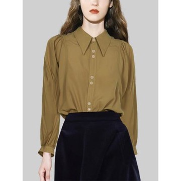 法式輕熟風泡泡袖襯衫女秋2025年設計感小眾襯衣寬松長袖別致上衣