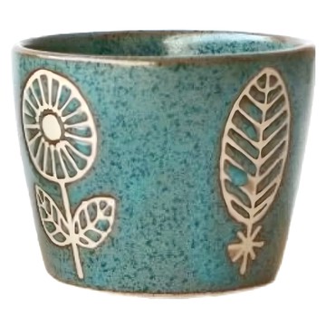 KANESAN 瀨戶燒 HANAtoHA系列 可愛花朵杯 日本產 尺寸:Φ8 x 高6公分 洗碗機/微波爐OK  藍色  1個