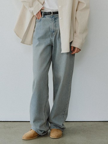 Washed Loose denim pants