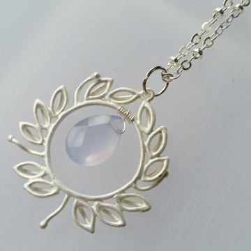 藍玉髓  925純銀長項鍊