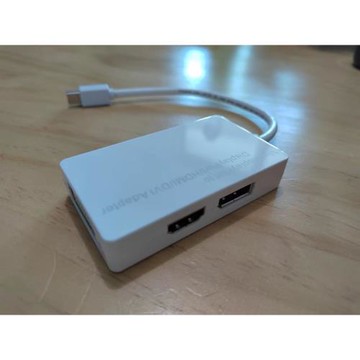 Mini DP轉HDMI 大DP DVI三合一轉換器4K 雷電迷你DP接電視投影儀