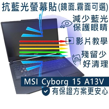 【Ezstick】MSI 微星 Cyborg 15 A13V A13VE 防藍光螢幕貼｜鏡面/霧面可選｜筆電螢幕保護貼