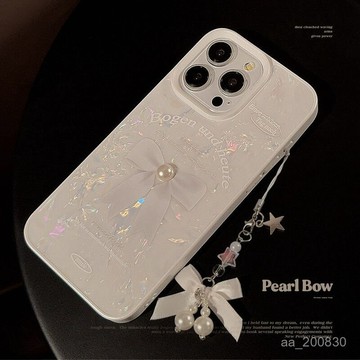 ✨限時下殺✨立體珍珠適用蘋果14手機殻iphone13蝴蝶結掛件15promax氣質11貝殻