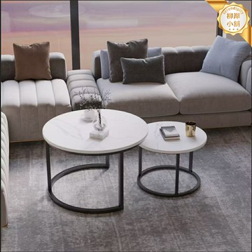 【小戶型輕奢】北歐茶几 客廳茶几 圓形茶几 組合茶几 鐵藝茶几 創意設計 雙層收納 簡約現代 家用客廳臥室