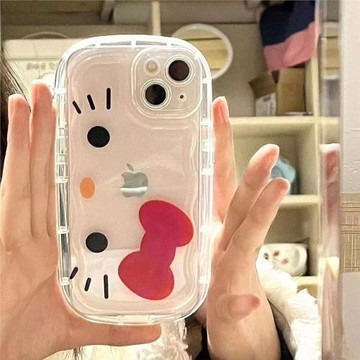 蘋果手機殼卡通貓咪表情適用iphone16pro手機殼蘋果15promax透明防摔保護套14可愛蝴蝶結13mini新款17pro軟殼