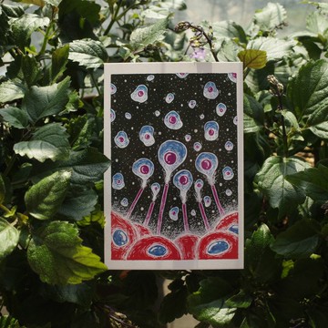 吹泡泡的怪獸 原創馬克筆手繪插畫 明信片 148×100mm 1張