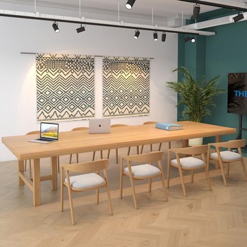 開發票 台灣公司 會議桌 實木會議桌長桌辦公桌簡約現代洽談桌椅組合圖書館長條桌子工作臺S069快速出貨