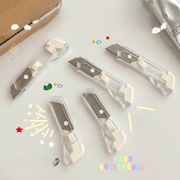 🔥台灣現貨24H秒出🔥 透明迷你美工刀 美工刀 裁紙刀 迷你刀 隨身刀 文具刀 透明美工刀 伸縮刀片 安全刀 裁切工具