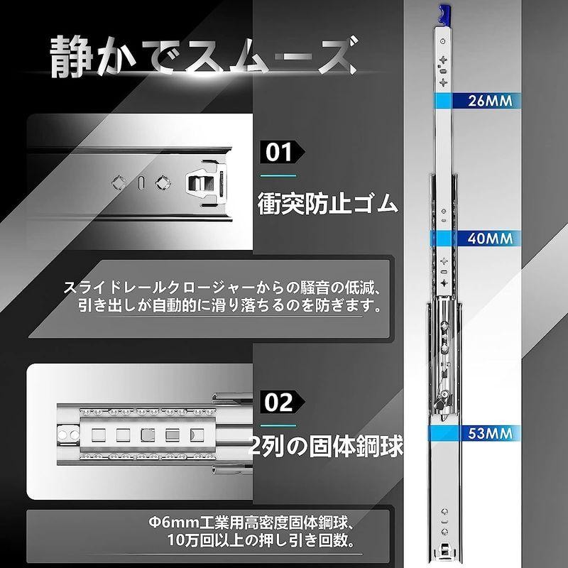 色: 幅53mm ロック式】SHUHANG 重量用スライドレール 1000mm www