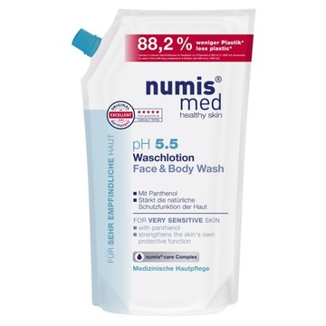 numis med 樂美思 台灣公司貨 pH5.5敏弱肌洗臉沐浴2合1潔膚露補充包  1個  500ml