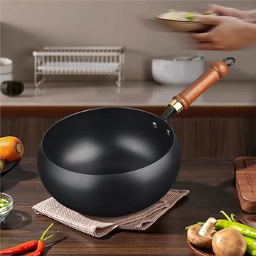 跨境加厚大肚鐵鍋章丘傳統古法家用燉鍋不粘湯鍋炒鍋電磁爐炒菜鍋