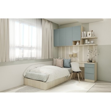 臥室系統家具 壁櫃+床頭箱+化妝台-北歐(藍) SA016